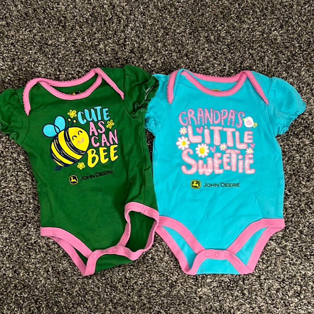 LIKE NEW-John Deere 3-6 month onesies